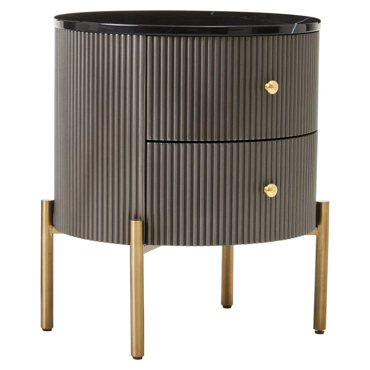 Dervio Grey Two Drawer Chest with Black Marble Top