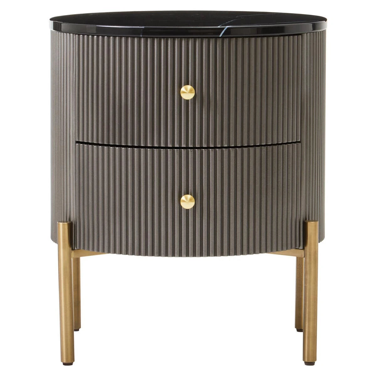 Dervio Grey Two Drawer Chest with Black Marble Top