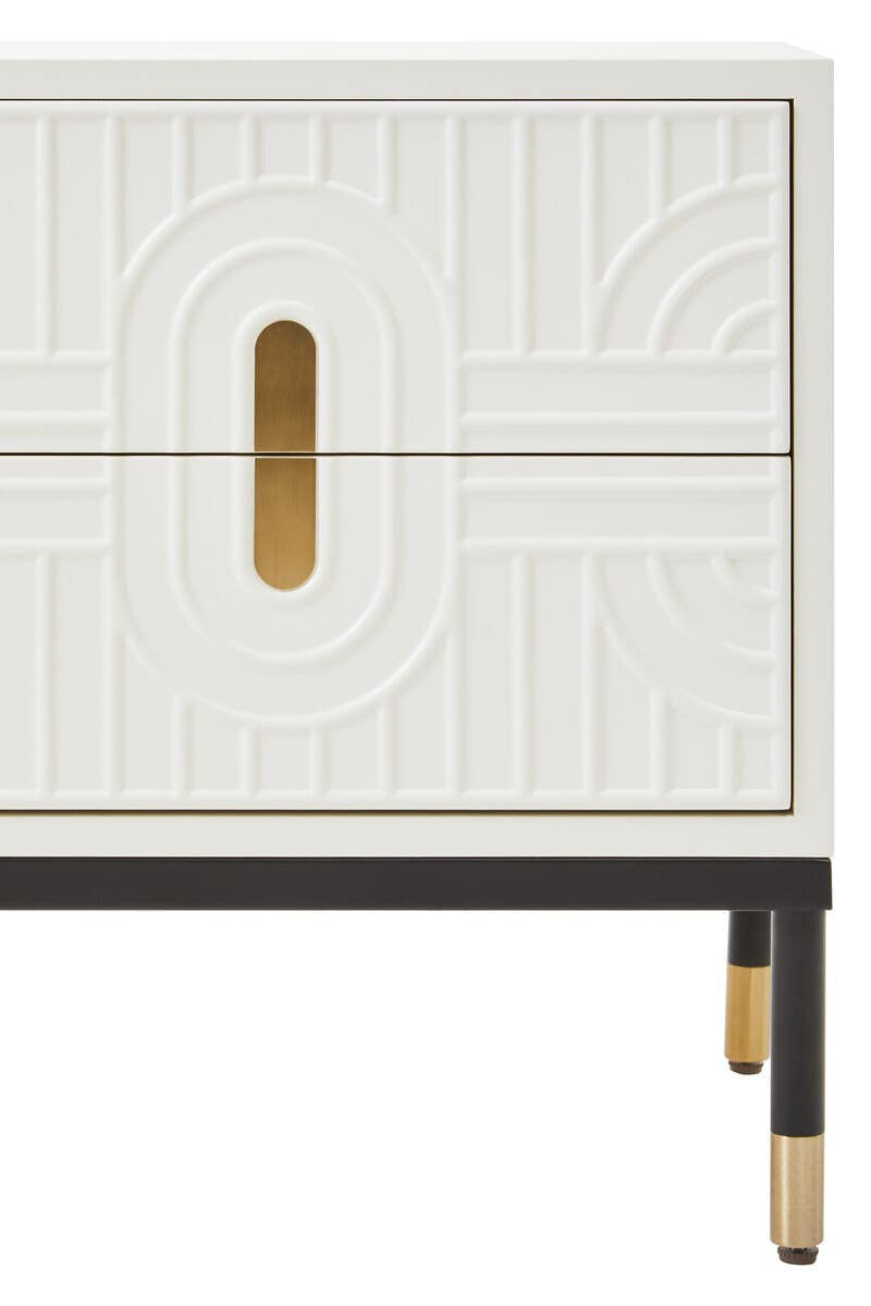 Danta Off White 2 Drawer Side Table