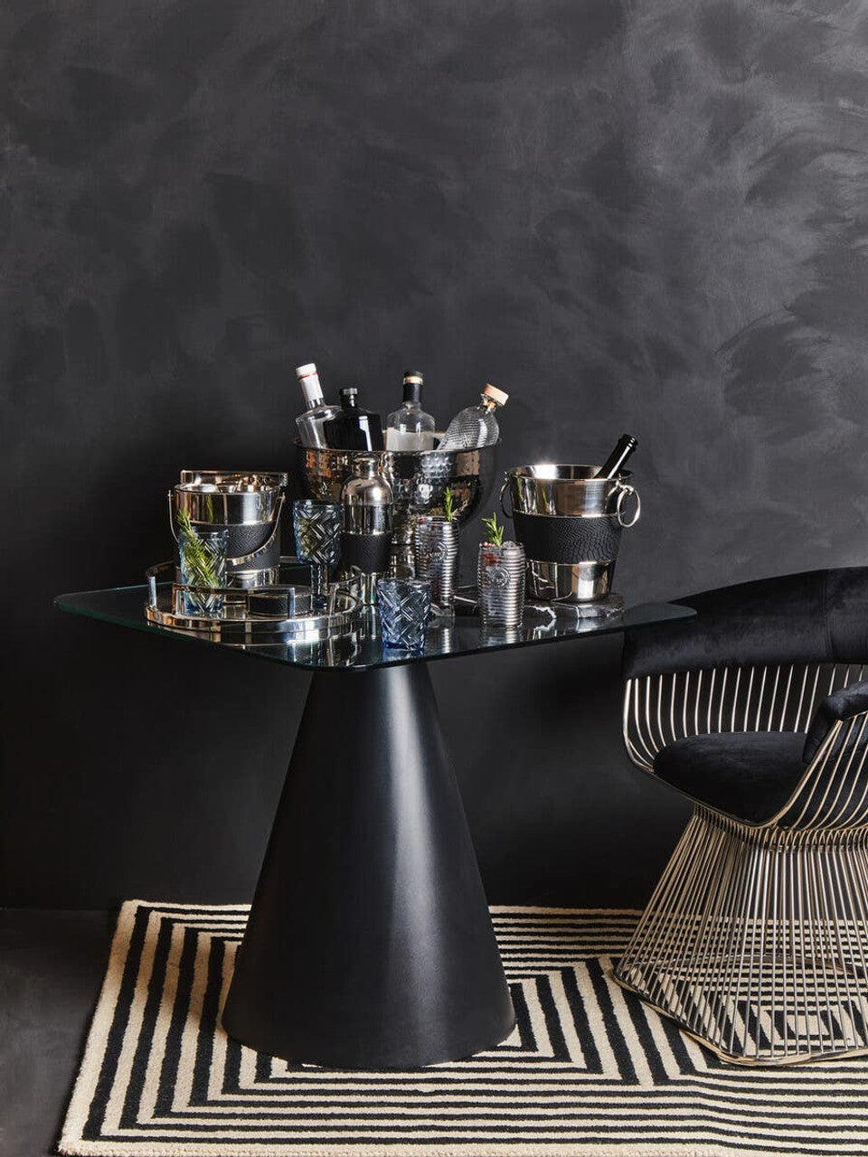 Vogue Black Velvet and Silver Frame Chair