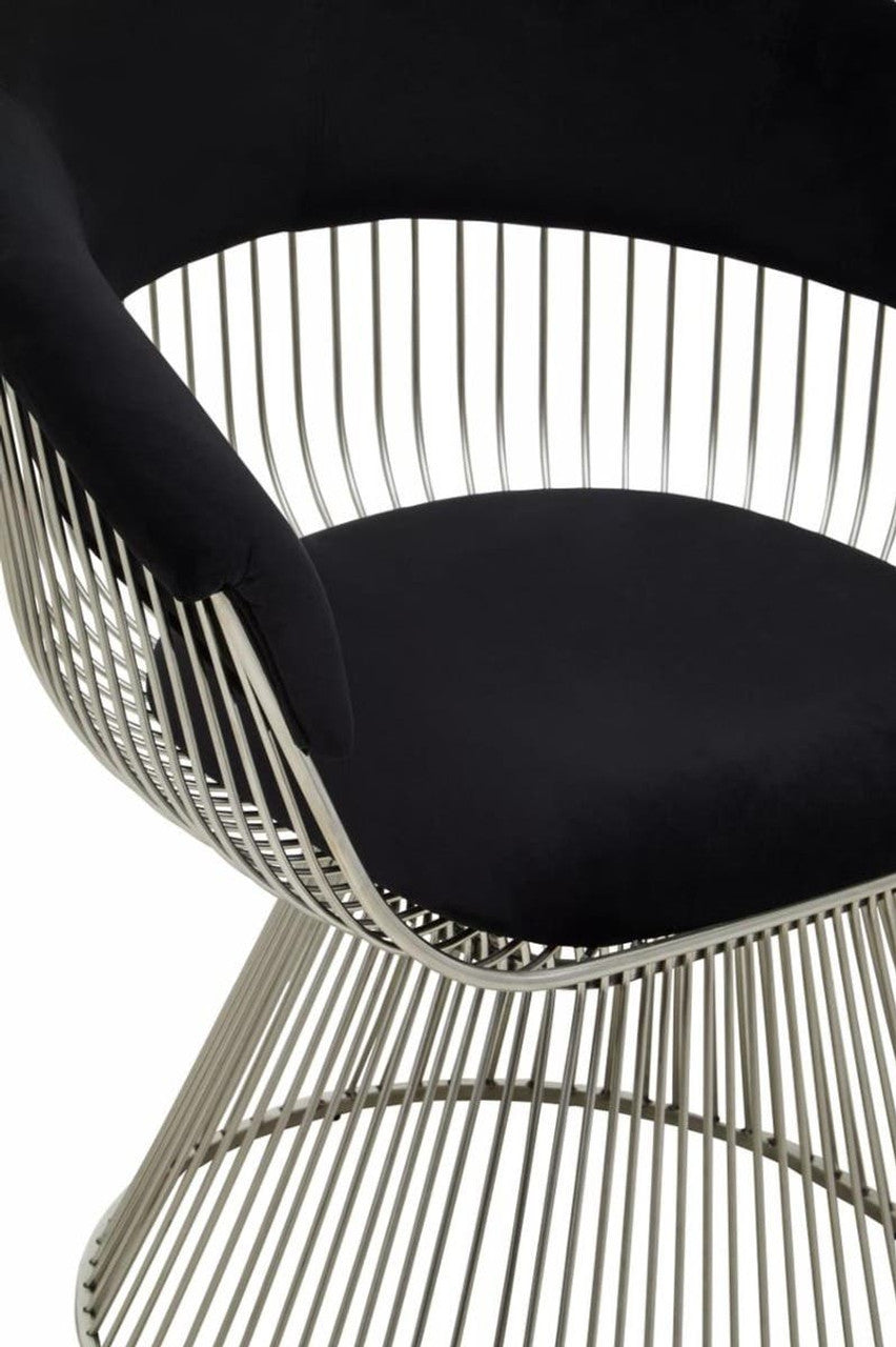 Vogue Black Velvet and Silver Frame Chair
