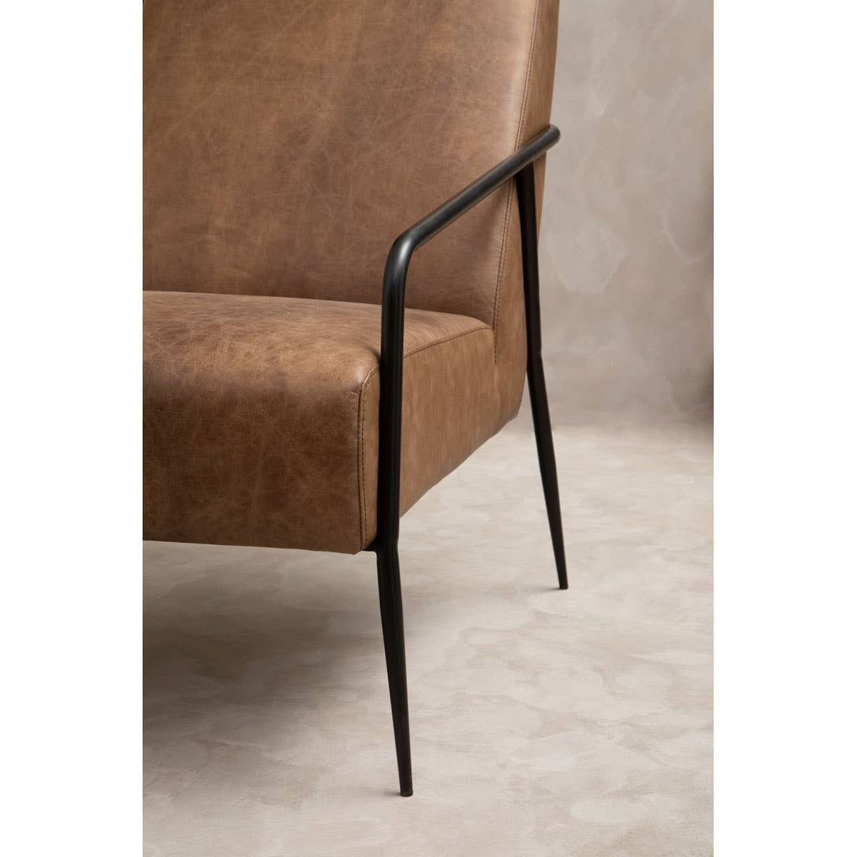 Hoxton Brown Leather Lounge Chair With Reclined Profile