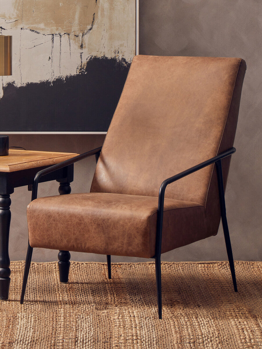 Hoxton Brown Leather Lounge Chair With Reclined Profile