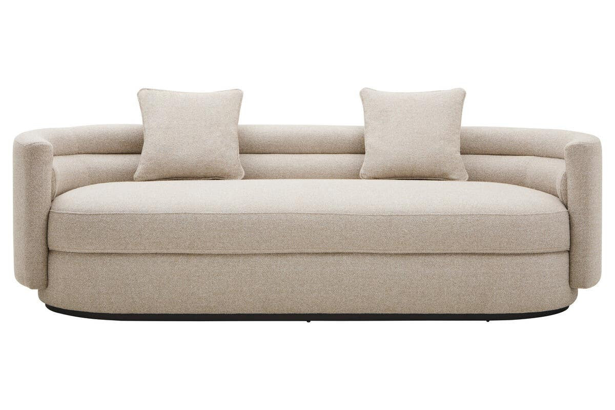 Oratino Ivory Linen 3 Seater Curved Sofa