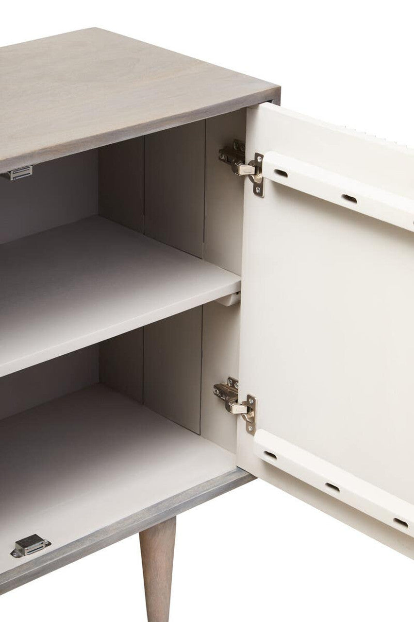 Satna Two Door Greywash Carved Mango Wood Sideboard