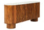 Torcino Mango Wood Carved Design Marble Top Three Door Sideboard