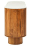 Torcino Mango Wood Carved Design Marble Top Three Door Sideboard