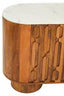 Torcino Mango Wood Carved Design Marble Top Three Door Sideboard
