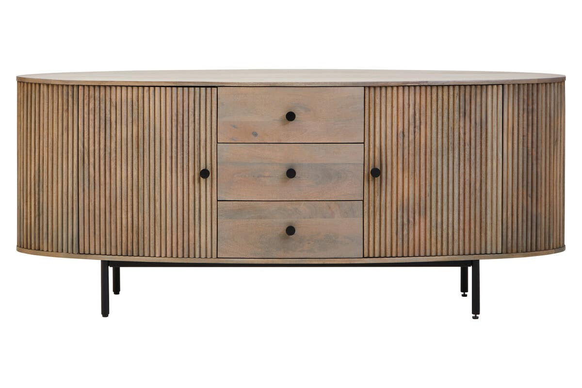 Torello Two Door Three Drawer Grey Mango Wood Sideboard