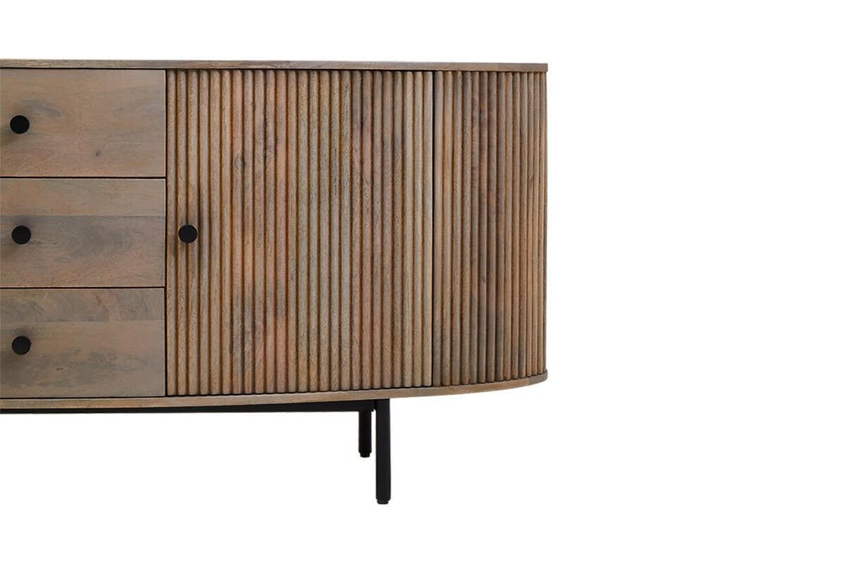 Torello Two Door Three Drawer Grey Mango Wood Sideboard