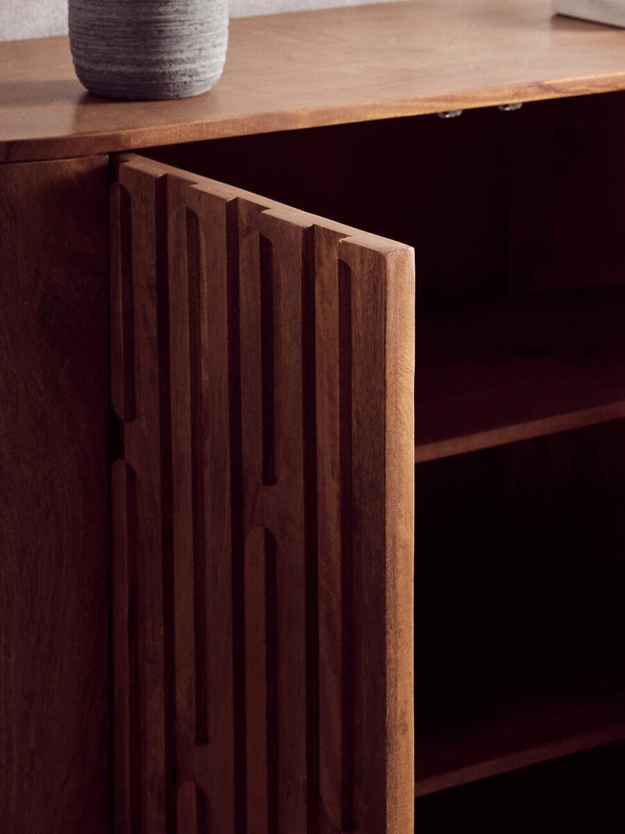 Torcino Two Door Brown Mango Wood Cabinet
