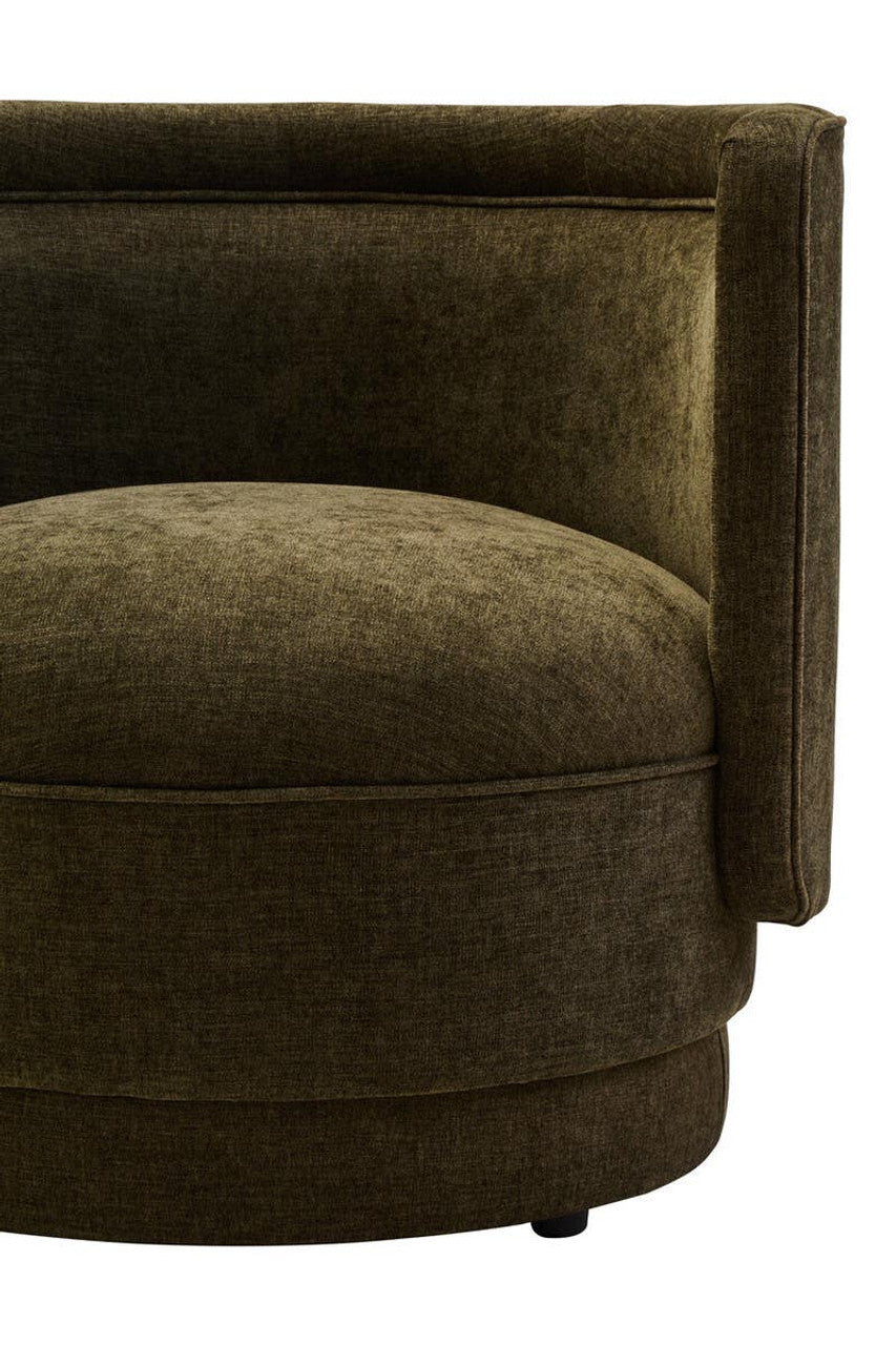 Drake Forest Green Chenille Curved Chair