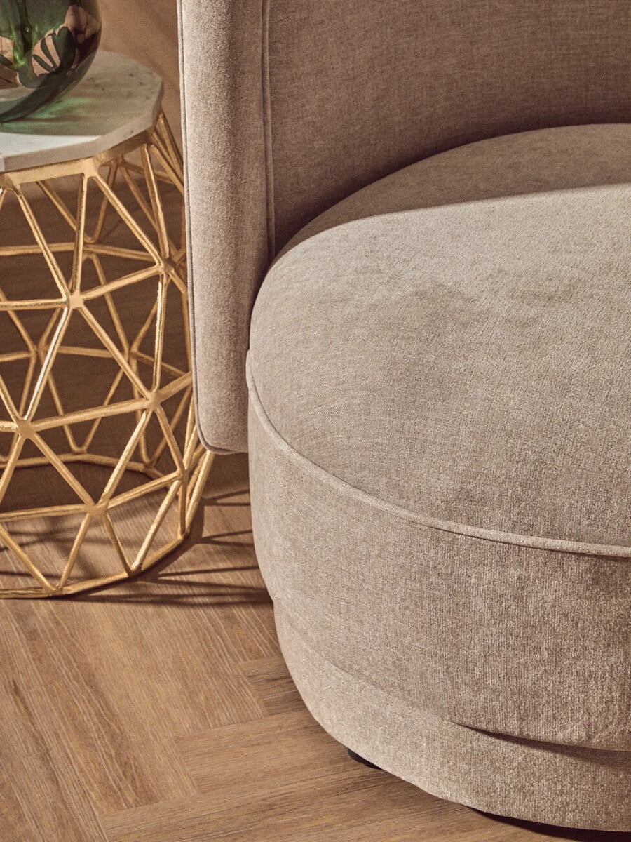 Drake Taupe Chenille Effect Curved Chair