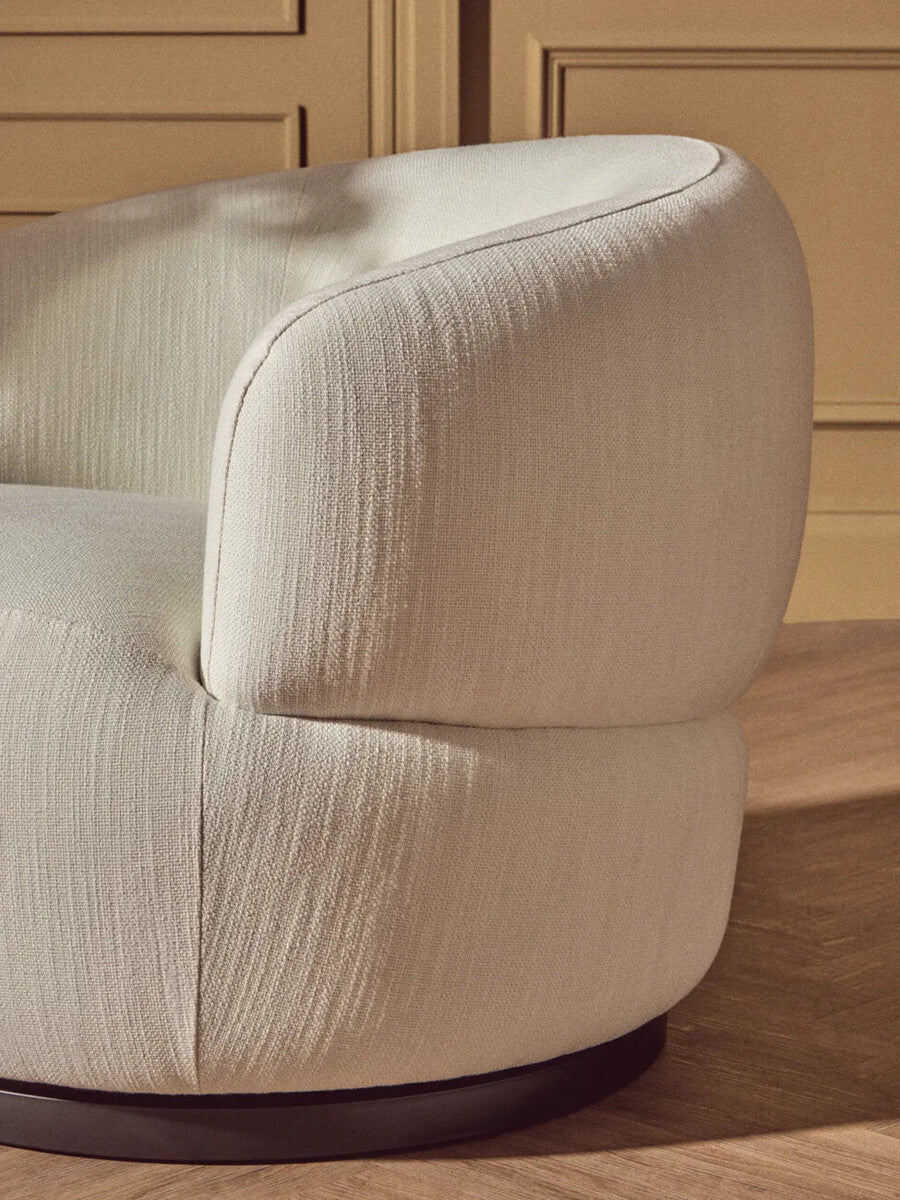 Bordo Textured Cream Curved Swivel Chair