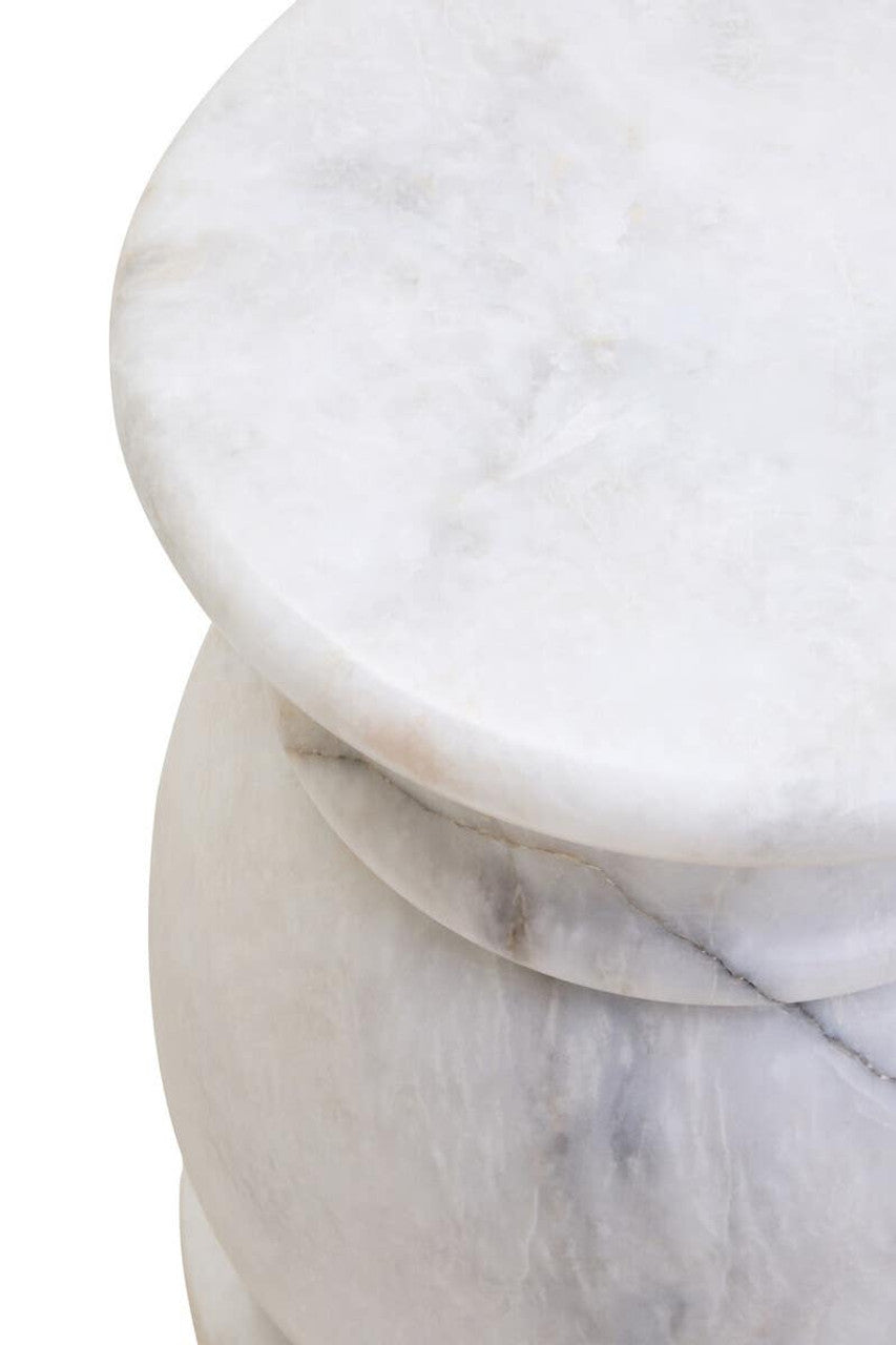 Zoro White Marble Stool And Side Table