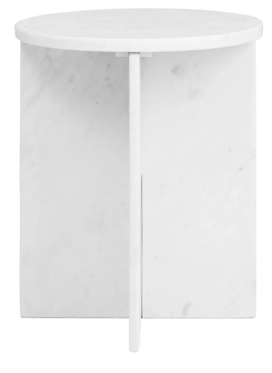 Savio Round White Marble Side Table