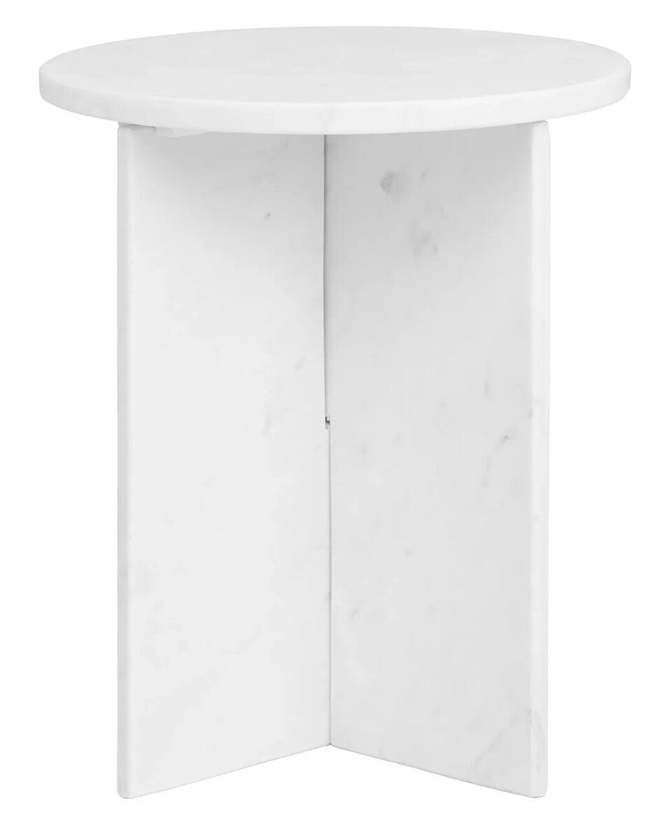 Savio Round White Marble Side Table