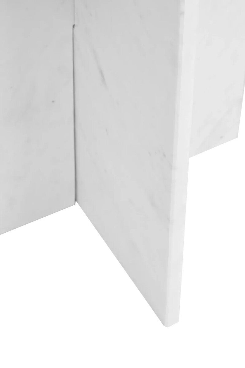 Savio Round White Marble Side Table