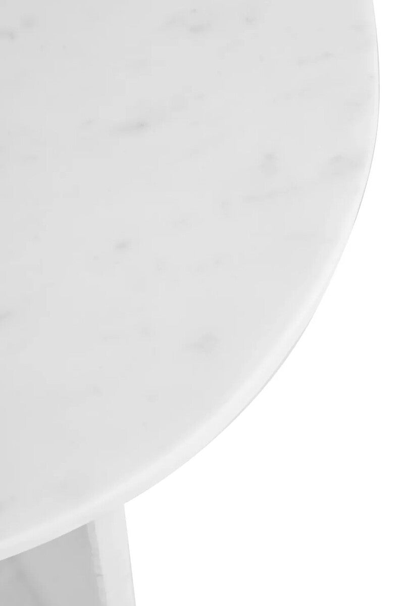 Savio Round White Marble Side Table