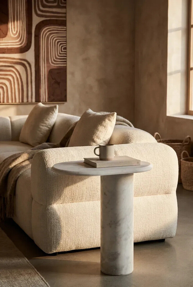 Savio White Marble Side Table