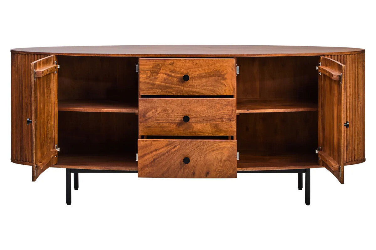 Torello Two Door Three Drawer Mango Wood Oval Sideboard