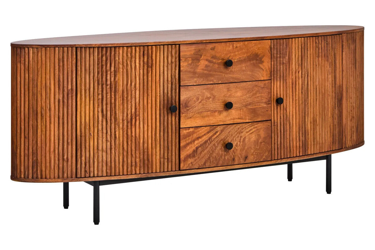 Torello Two Door Three Drawer Mango Wood Oval Sideboard