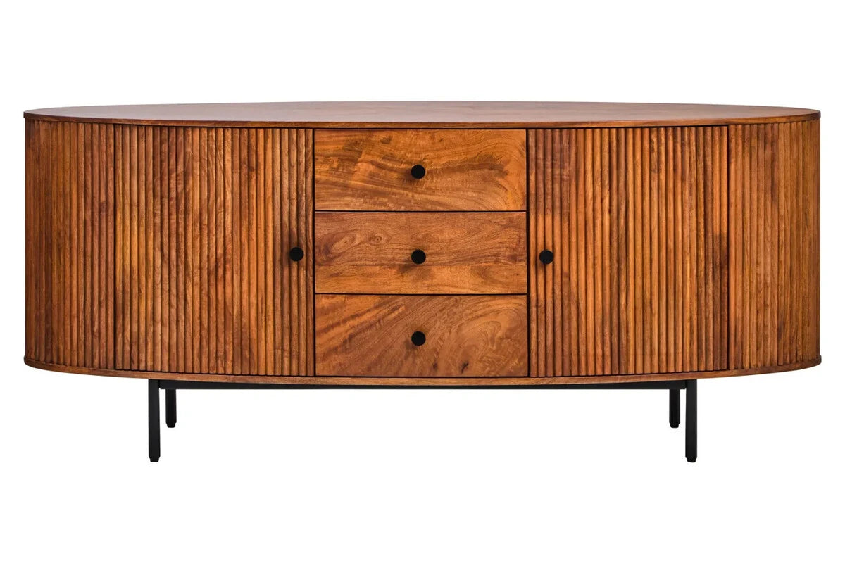 Torello Two Door Three Drawer Mango Wood Oval Sideboard