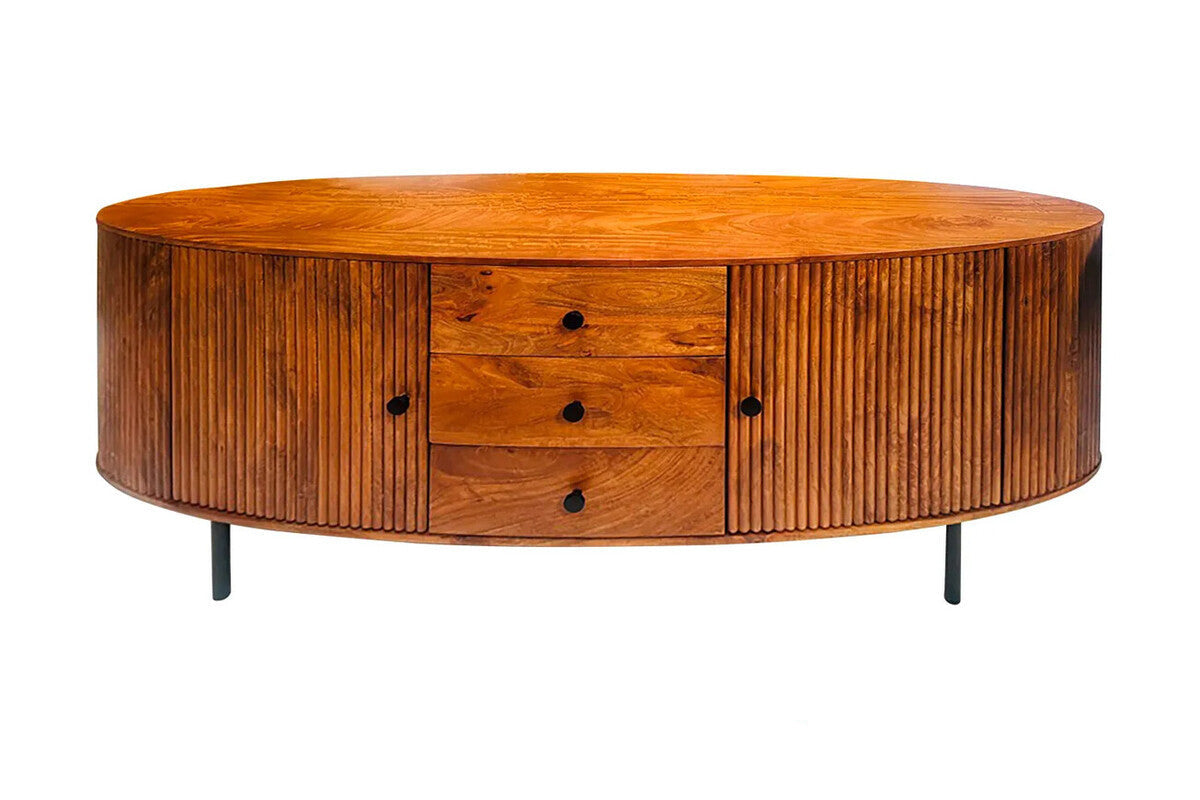 Torello Two Door Three Drawer Mango Wood Oval Sideboard
