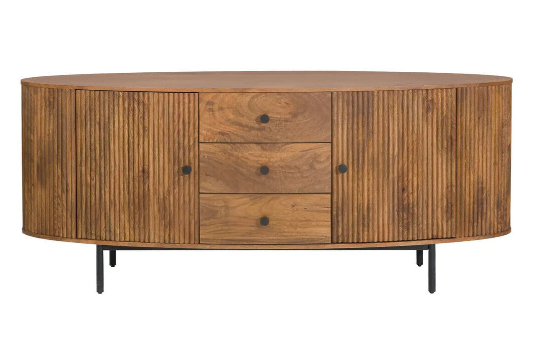 Torello Two Door Three Drawer Mango Wood Oval Sideboard