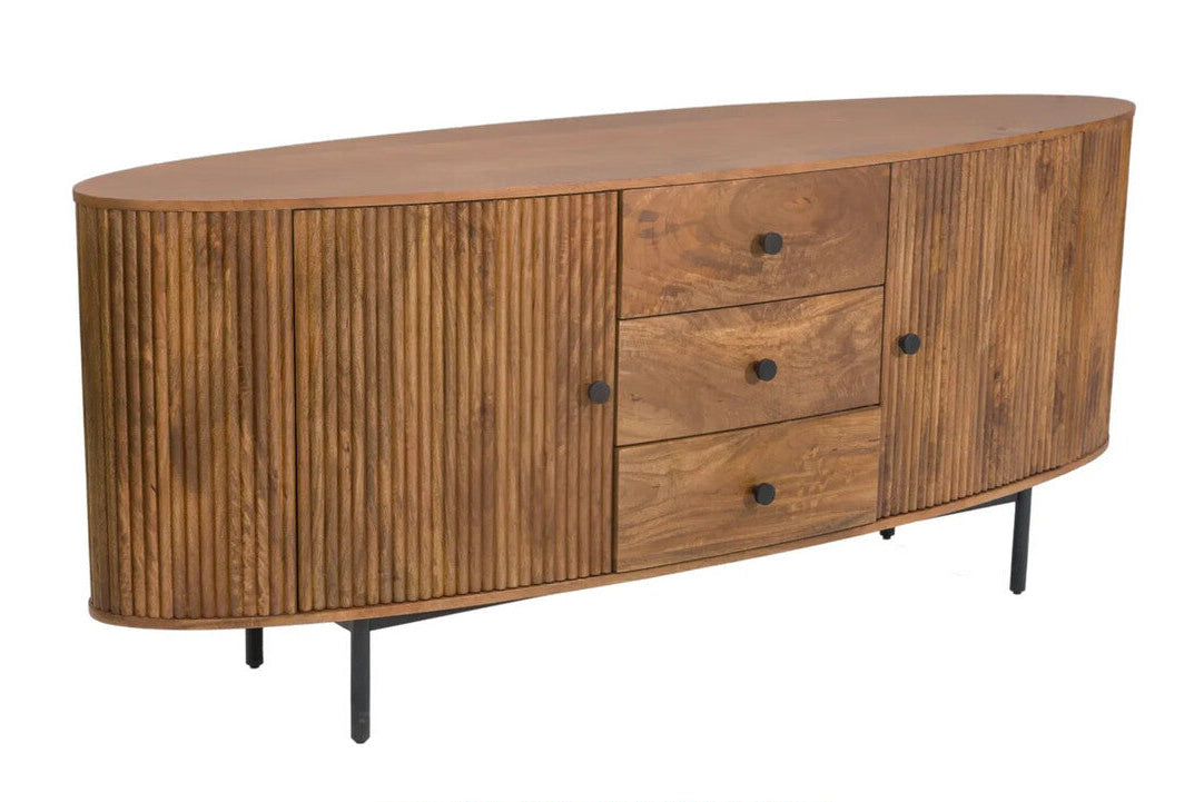Torello Two Door Three Drawer Mango Wood Oval Sideboard