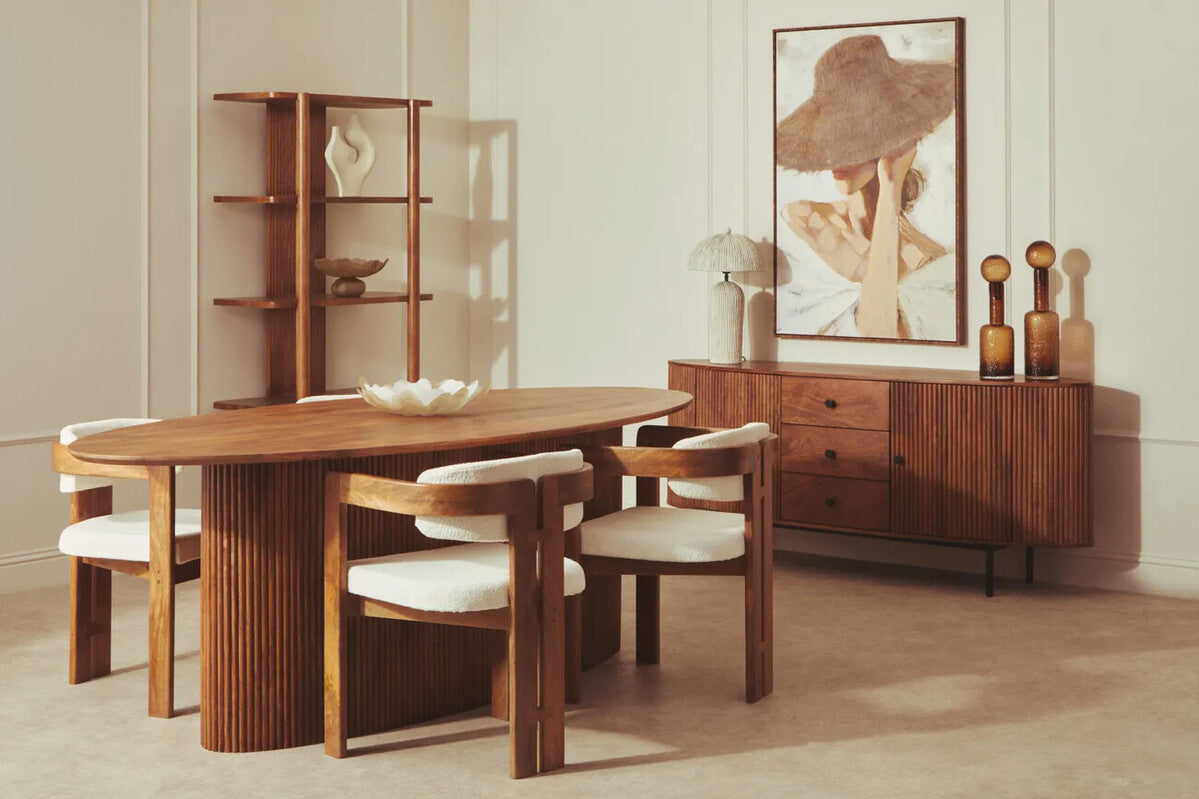 Torello Two Door Three Drawer Mango Wood Oval Sideboard