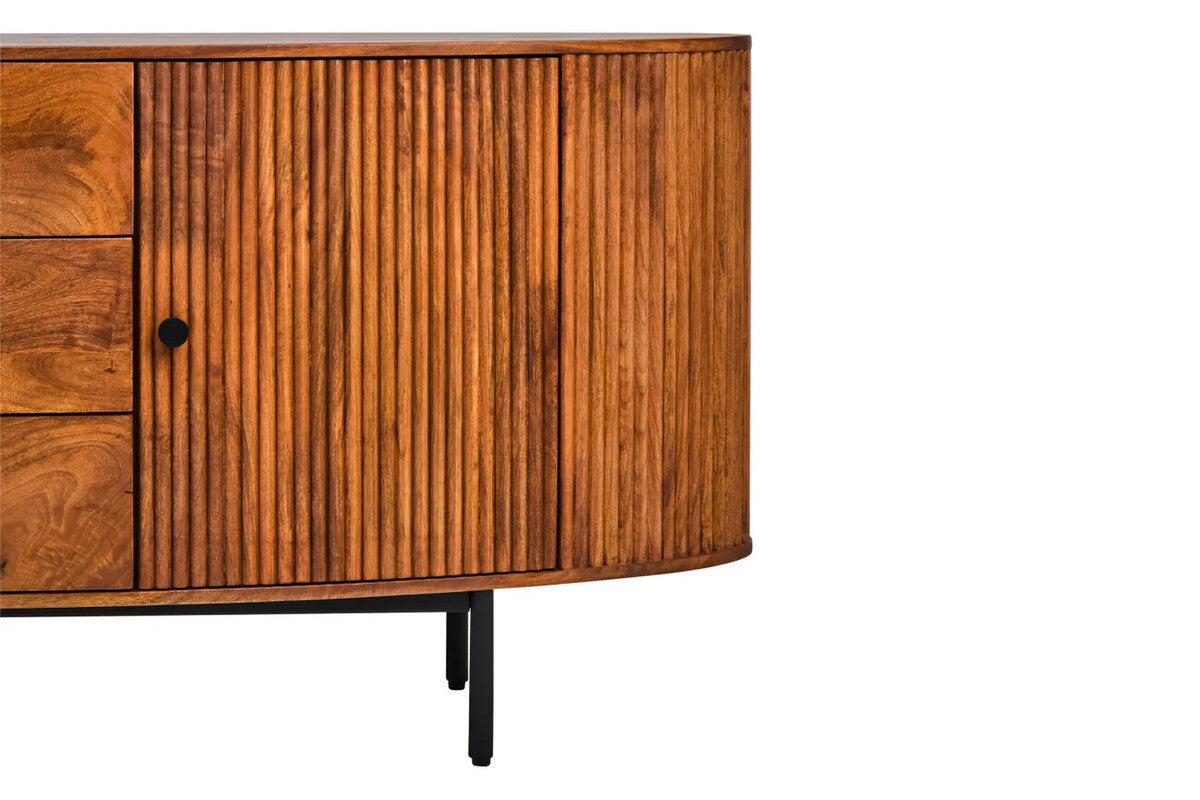 Torello Two Door Three Drawer Mango Wood Oval Sideboard