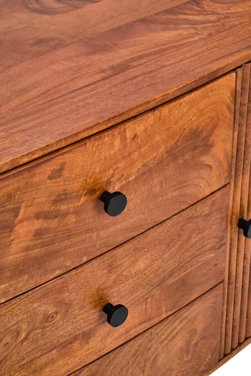 Torello Two Door Three Drawer Mango Wood Oval Sideboard