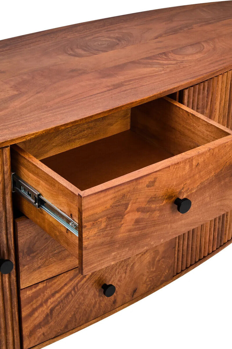 Torello Two Door Three Drawer Mango Wood Oval Sideboard