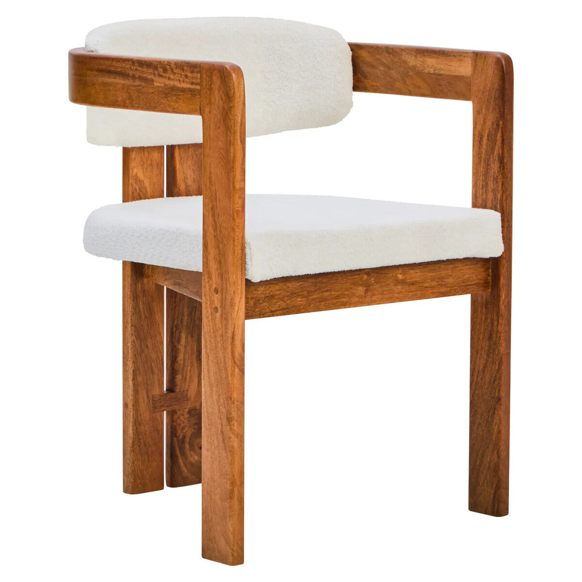 Torello Boucle Fabric and Mango Wood Dining Chair