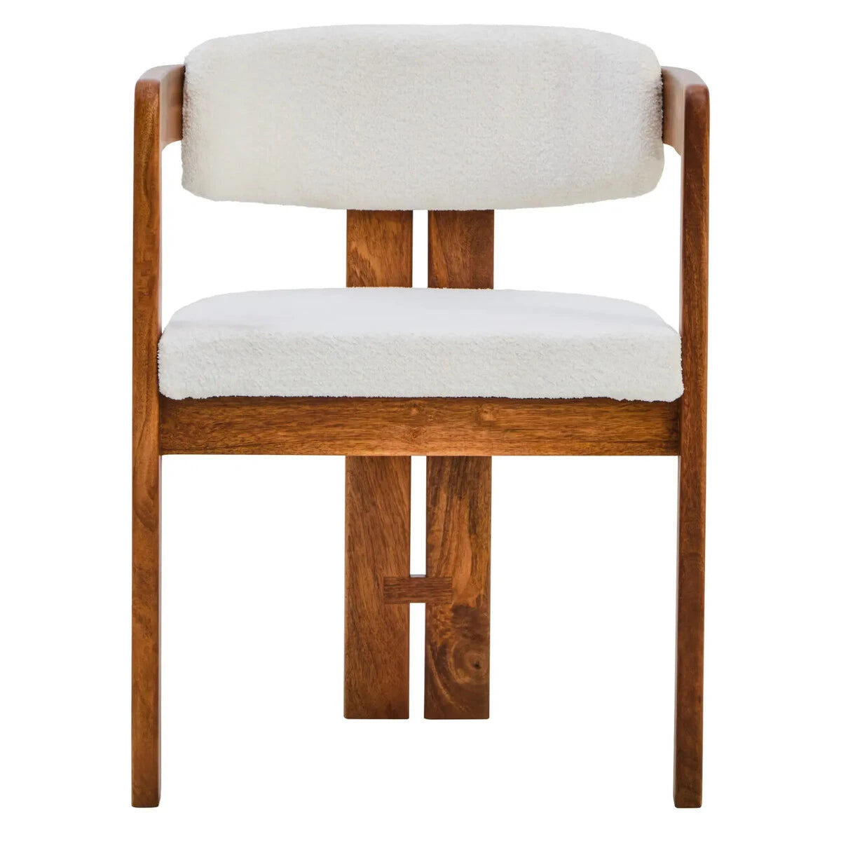 Torello Boucle Fabric and Mango Wood Dining Chair