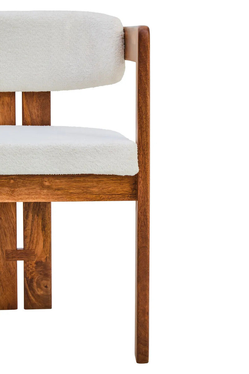 Torello Boucle Fabric and Mango Wood Dining Chair