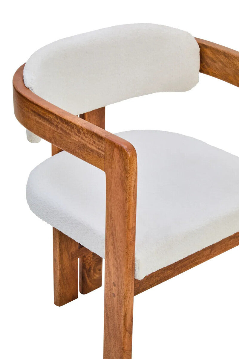 Torello Boucle Fabric and Mango Wood Dining Chair