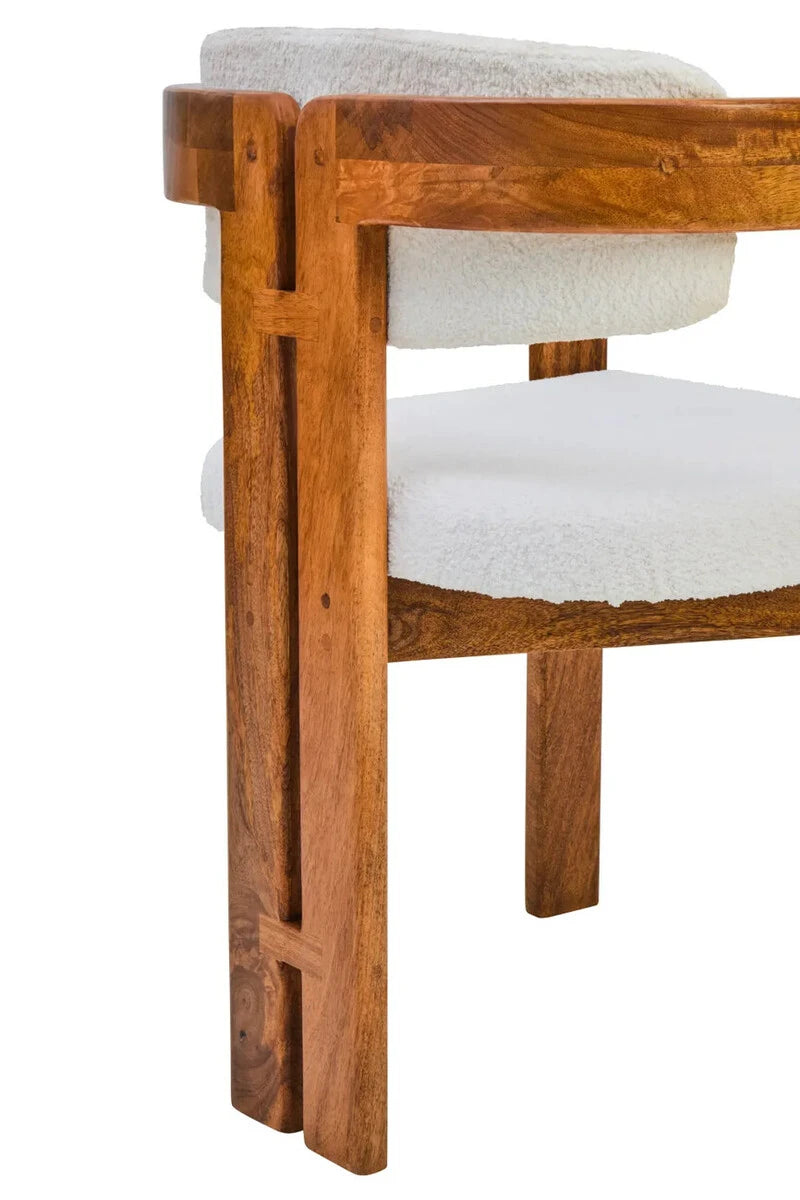 Torello Boucle Fabric and Mango Wood Dining Chair