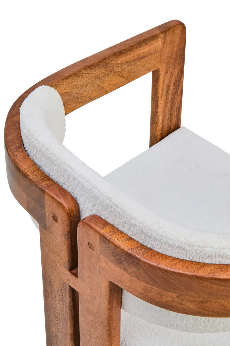 Torello Boucle Fabric and Mango Wood Dining Chair