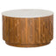 Torcino Marble and Crarved Mango Wood Round Coffee Table