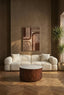 Torcino Marble and Carved Mango Wood Round Coffee Table