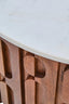 Torcino Marble and Carved Mango Wood Round Coffee Table