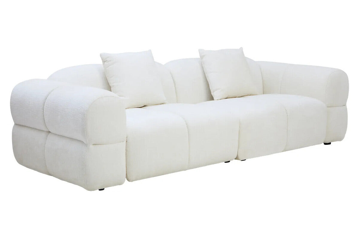 Anglet Cream Textured Fabric Large 3 Seater Sofa
