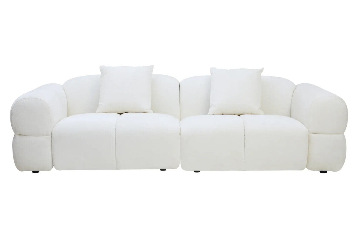 Anglet Cream Textured Fabric Large 3 Seater Sofa