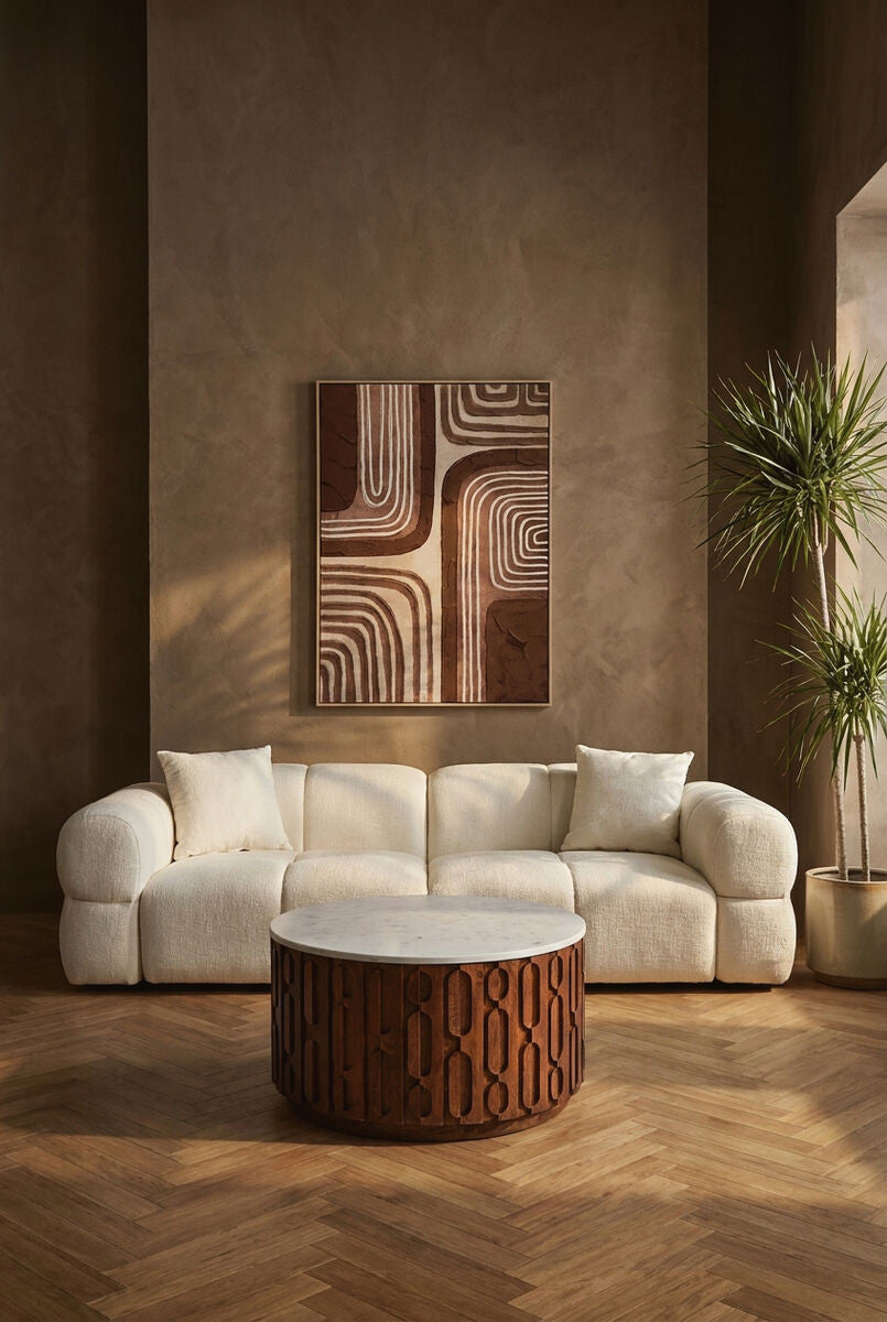 Anglet Cream Textured Fabric Large 3 Seater Sofa