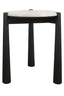 Wilbur Travertine Top and Black Finish Mango Wood Side Table