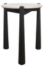 Wilbur Travertine Top and Black Finish Mango Wood Side Table