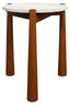 Wilbur Travertine Top and Brown Finish Mango Wood Side Table