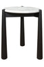 Wilbur White Marble Top and Black Finish Mango Wood Side Table